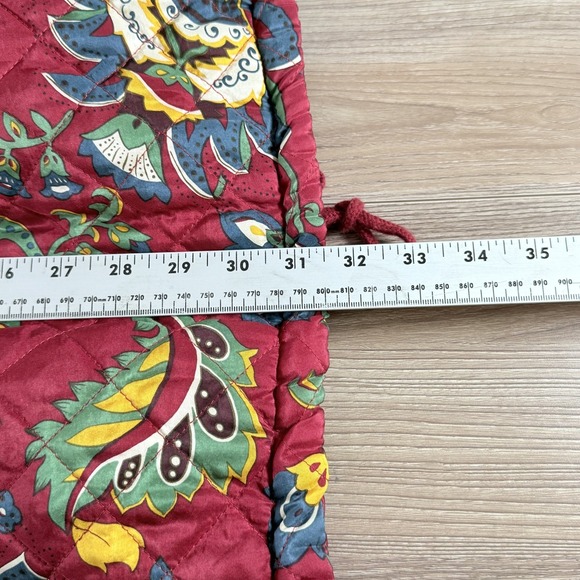 Vintage The Limited Quilted Silk Coat Womens L Large Red Floral Paisley Hooded - Picture 10 of 10